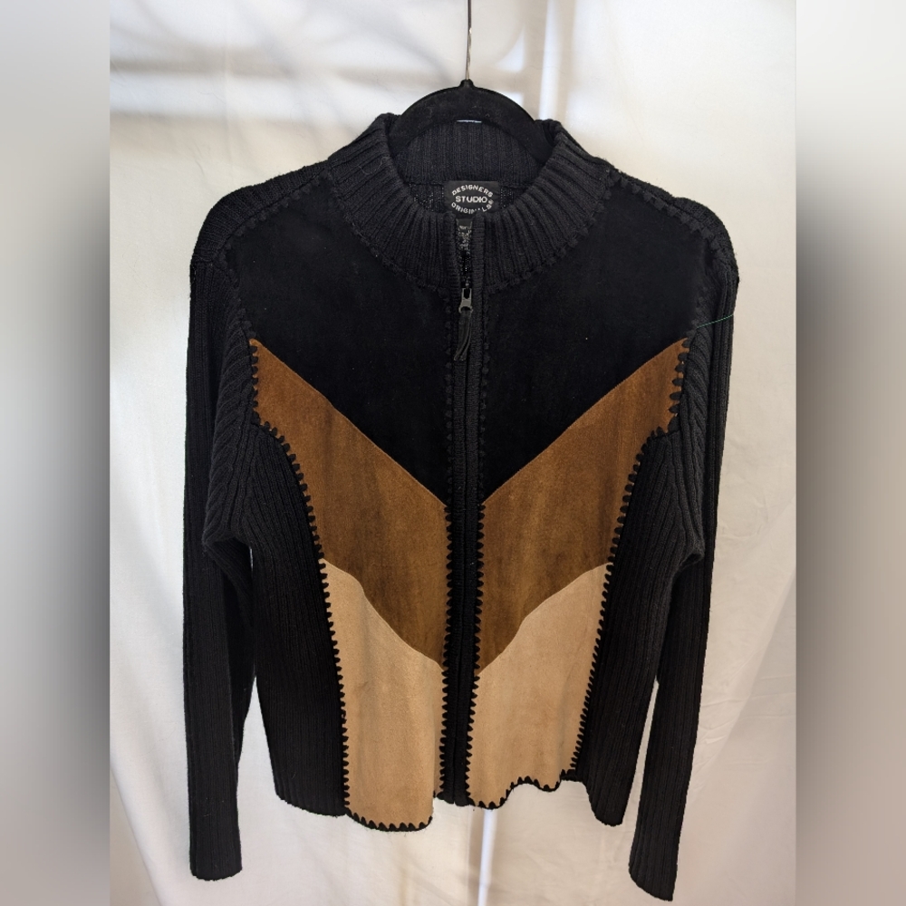 Vintage  men's patchwork suede sweater